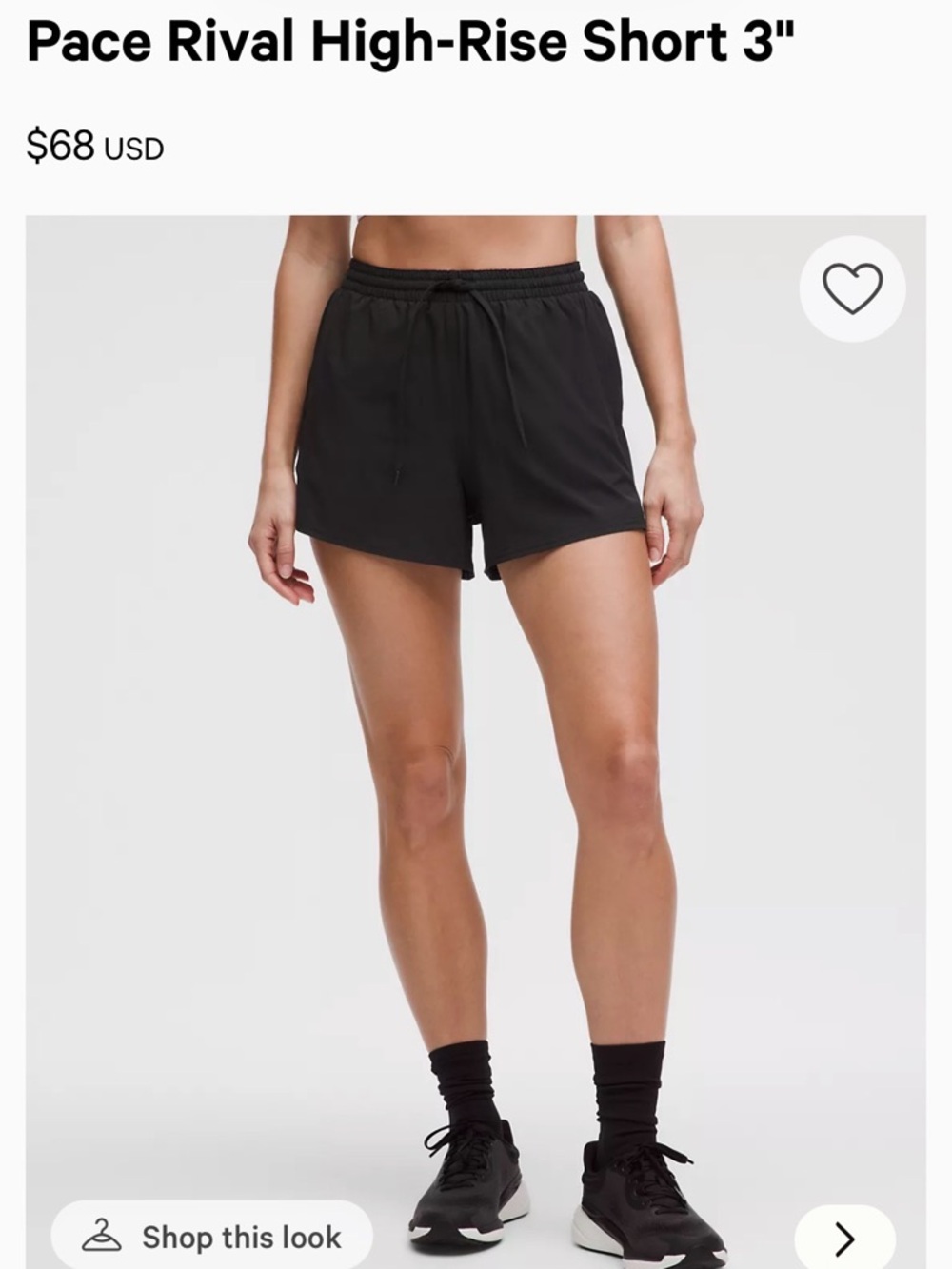Lululemon athletic short pace rival 3” women’s size 0
